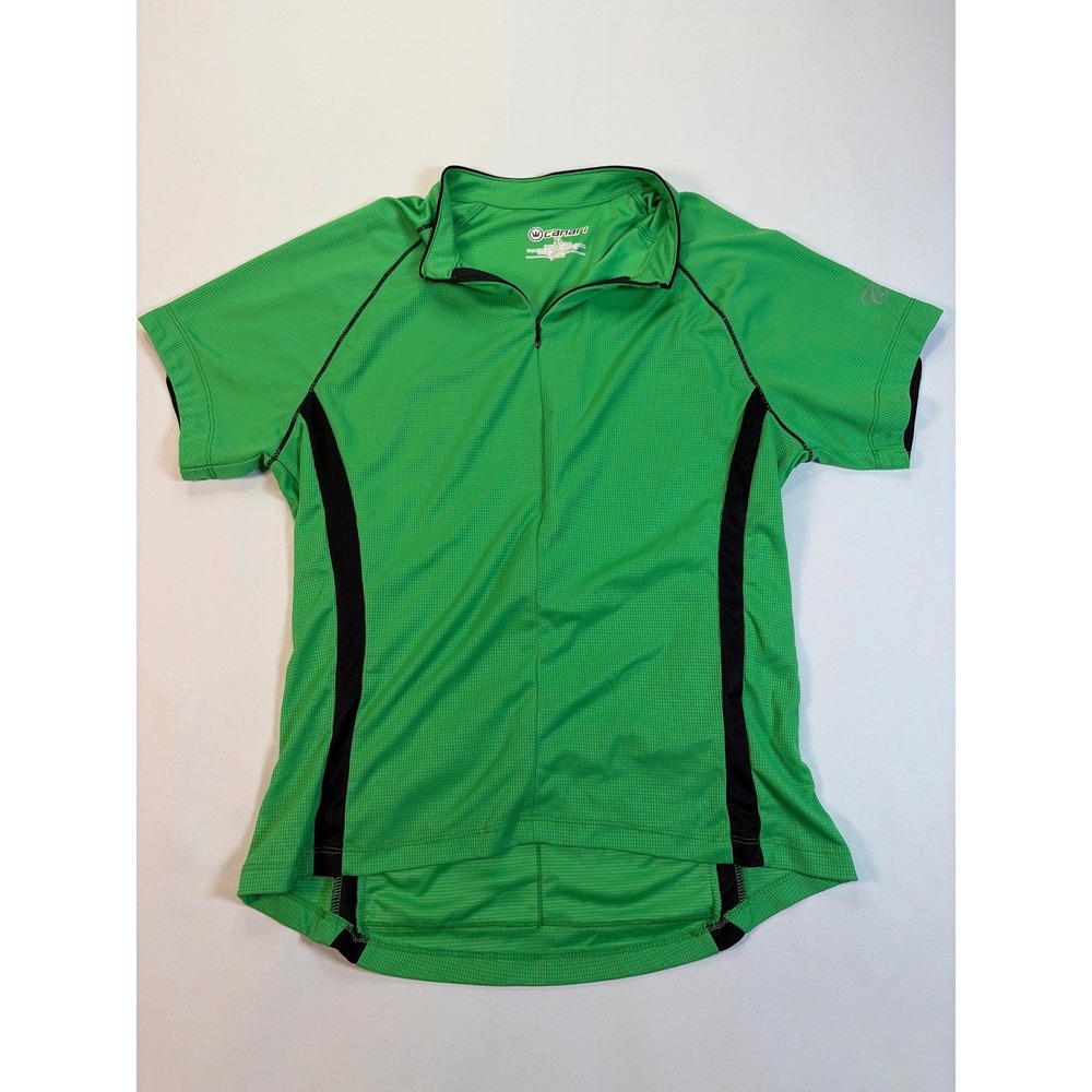 Canari Womens XL Green Cycling Jersey Short Sleeve 1/4 Zip Back Pockets